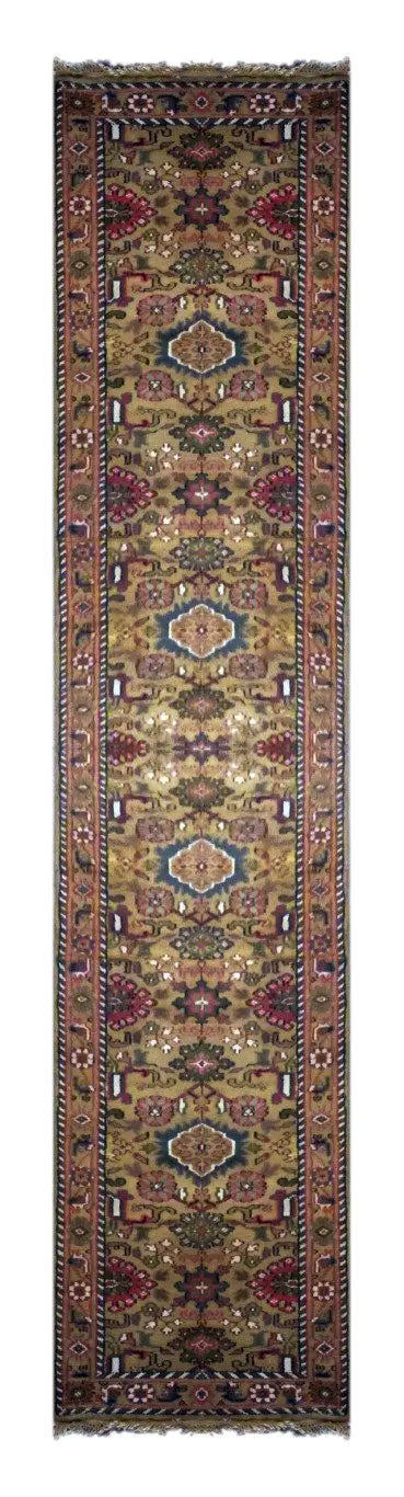 One Of The Kind Indian Hand-Knotted Rug 15'8" X 2'7"